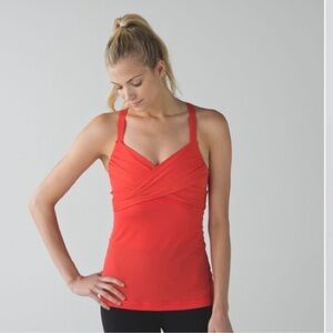 Lululemon Wrap it Up Orange Tank Top